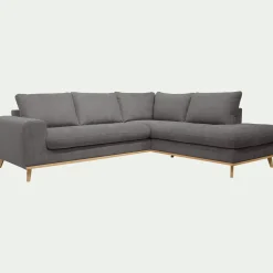 Canapé 5 Places|Canapé Convertible*alinea Canapé d'angle droit convertible en tissu Storm - moyen Gris