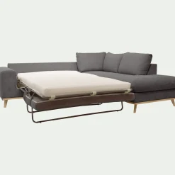 Canapé 5 Places|Canapé Convertible*alinea Canapé d'angle droit convertible en tissu Storm - moyen Gris