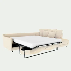 Canapé En Tissu|Canapé 4 Places*alinea Canapé d'angle droit convertible en tissu joint - roucas Beige