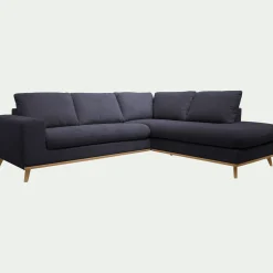 Canapé 5 Places|Canapé Convertible*alinea Canapé d'angle droit convertible en tissu Crown - calabrun Bleu