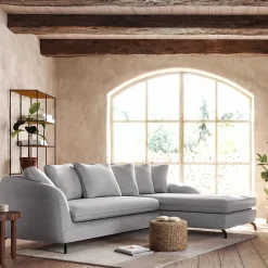 Canapé 4 Places|Canapé Convertible*alinea Canapé d'angle droit convertible en tissu tramé - ardoise Gris