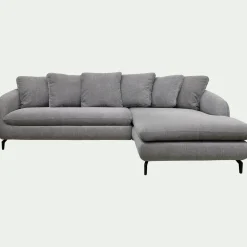 Canapé 4 Places|Canapé Convertible*alinea Canapé d'angle droit convertible en tissu tramé - ardoise Gris