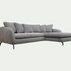 Canapé 4 Places|Canapé Convertible*alinea Canapé d'angle droit convertible en tissu tramé - ardoise Gris