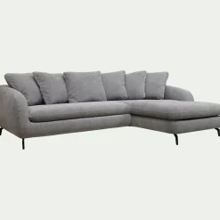 Canapé 4 Places|Canapé Convertible*alinea Canapé d'angle droit convertible en tissu tramé - ardoise Gris