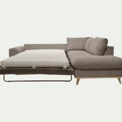 Canapé En Tissu|Canapé 5 Places*alinea Canapé d'angle droit convertible en tissu Storm - taupe Gris