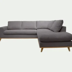 Canapé 5 Places|Canapé Convertible*alinea Canapé d'angle droit convertible en tissu Crown - restanque Gris