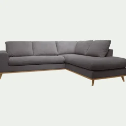 Canapé 5 Places|Canapé Convertible*alinea Canapé d'angle droit convertible en tissu Crown - restanque Gris
