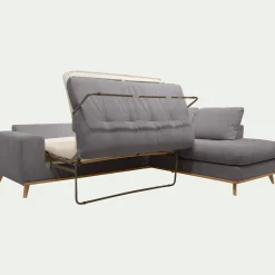 Canapé 5 Places|Canapé Convertible*alinea Canapé d'angle droit convertible en tissu Crown - restanque Gris