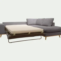 Canapé 5 Places|Canapé Convertible*alinea Canapé d'angle droit convertible en tissu Crown - restanque Gris