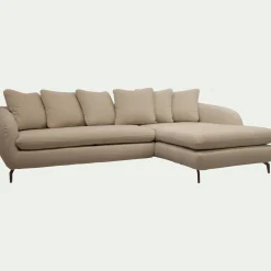 Canapé En Tissu|Canapé 4 Places*alinea Canapé d'angle droit convertible en tissu doux tramé - Beige