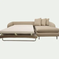 Canapé En Tissu|Canapé 4 Places*alinea Canapé d'angle droit convertible en tissu doux tramé - Beige