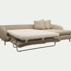 Canapé En Tissu|Canapé 4 Places*alinea Canapé d'angle droit convertible en tissu doux tramé - Beige