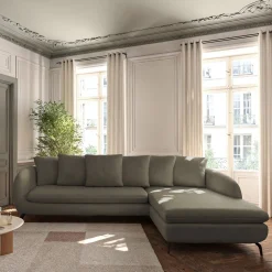 Canapé En Tissu|Canapé 4 Places*alinea Canapé d'angle droit conible en tissu tramé - garrigue Vert