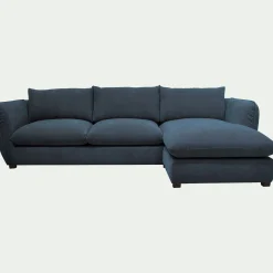 Canapé 5 Places|Canapé Convertible*alinea Canapé d'angle droit convertible en tissu Nature - Bleu