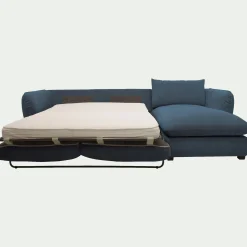 Canapé 5 Places|Canapé Convertible*alinea Canapé d'angle droit convertible en tissu Nature - Bleu