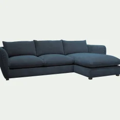 Canapé 5 Places|Canapé Convertible*alinea Canapé d'angle droit convertible en tissu Nature - Bleu