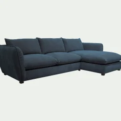 Canapé 5 Places|Canapé Convertible*alinea Canapé d'angle droit convertible en tissu Nature - Bleu