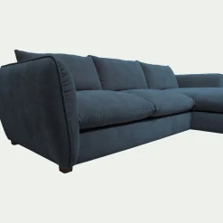 Canapé 5 Places|Canapé Convertible*alinea Canapé d'angle droit convertible en tissu Nature - Bleu