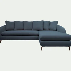 Canapé 4 Places|Canapé Convertible*alinea Canapé d'angle droit convertible en tissu doux tramé - Bleu