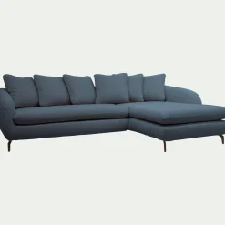 Canapé 4 Places|Canapé Convertible*alinea Canapé d'angle droit convertible en tissu doux tramé - Bleu