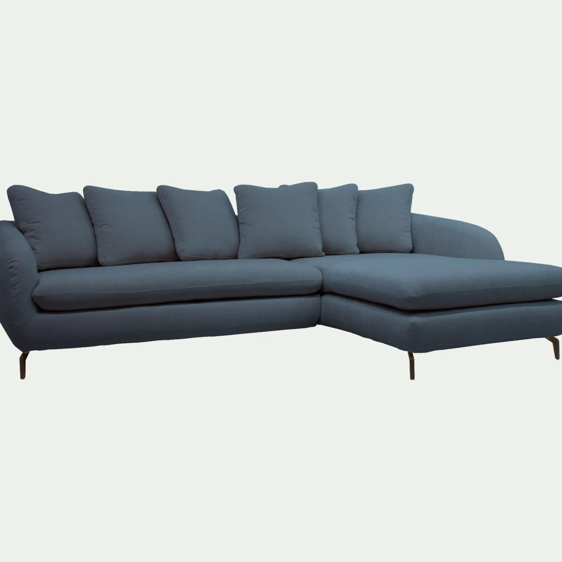 Canapé 4 Places|Canapé Convertible*alinea Canapé d'angle droit convertible en tissu doux tramé - Bleu