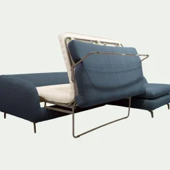 Canapé 4 Places|Canapé Convertible*alinea Canapé d'angle droit convertible en tissu doux tramé - Bleu