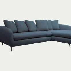 Canapé 4 Places|Canapé Convertible*alinea Canapé d'angle droit convertible en tissu doux tramé - Bleu