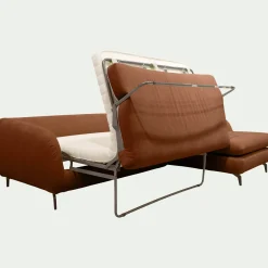 Canapé En Tissu|Canapé 4 Places*alinea Canapé d'angle droit convertible en tissu doux tramé - bleu Marron