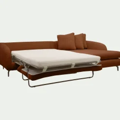 Canapé En Tissu|Canapé 4 Places*alinea Canapé d'angle droit convertible en tissu doux tramé - bleu Marron