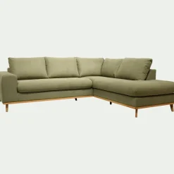 Canapé En Tissu|Canapé 5 Places*alinea Canapé d'angle droit conible en tissu Cosmo - kaki Vert