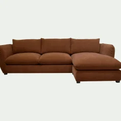 Canapé 5 Places|Canapé Convertible*alinea Canapé d'angle droit convertible en tissu Nature - brun rustrel Marron