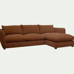 Canapé 5 Places|Canapé Convertible*alinea Canapé d'angle droit convertible en tissu Nature - brun rustrel Marron