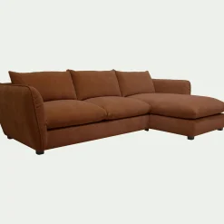 Canapé 5 Places|Canapé Convertible*alinea Canapé d'angle droit convertible en tissu Nature - brun rustrel Marron