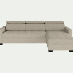 Canapé 3 Places|Canapé Convertible*alinea Canapé d'angle droit convertible avec matelas Bultex en tissu pop avec accoudoirs 15cm - Beige