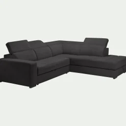 Canapé En Tissu|Canapé 4 Places*alinea Canapé d'angle droit convertible avec coffre en tissu doux - ardoise Gris