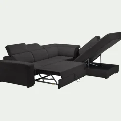 Canapé En Tissu|Canapé 4 Places*alinea Canapé d'angle droit convertible avec coffre en tissu doux - ardoise Gris