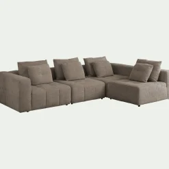 Canapé En Tissu|Canapé 4 Places*alinea Canapé d'angle droit en tissu Benjo - vesuve Gris