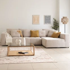 Canapé En Tissu|Canapé 4 Places*alinea Canapé d'angle droit en tissu Benjo - roucas Beige