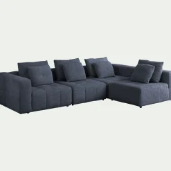 Canapé En Tissu|Canapé 4 Places*alinea Canapé d'angle droit en tissu Benjo - marine Bleu