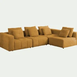 Canapé 4 Places|Canapé Modulable*alinea Canapé d'angle droit en tissu Benjo - argan Jaune