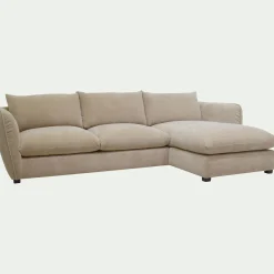 Canapé En Tissu|Canapé 5 Places*alinea Canapé d'angle droit fixe en tissu Nature - Beige
