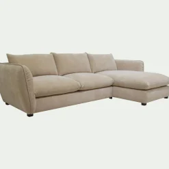 Canapé En Tissu|Canapé 5 Places*alinea Canapé d'angle droit fixe en tissu Nature - Beige