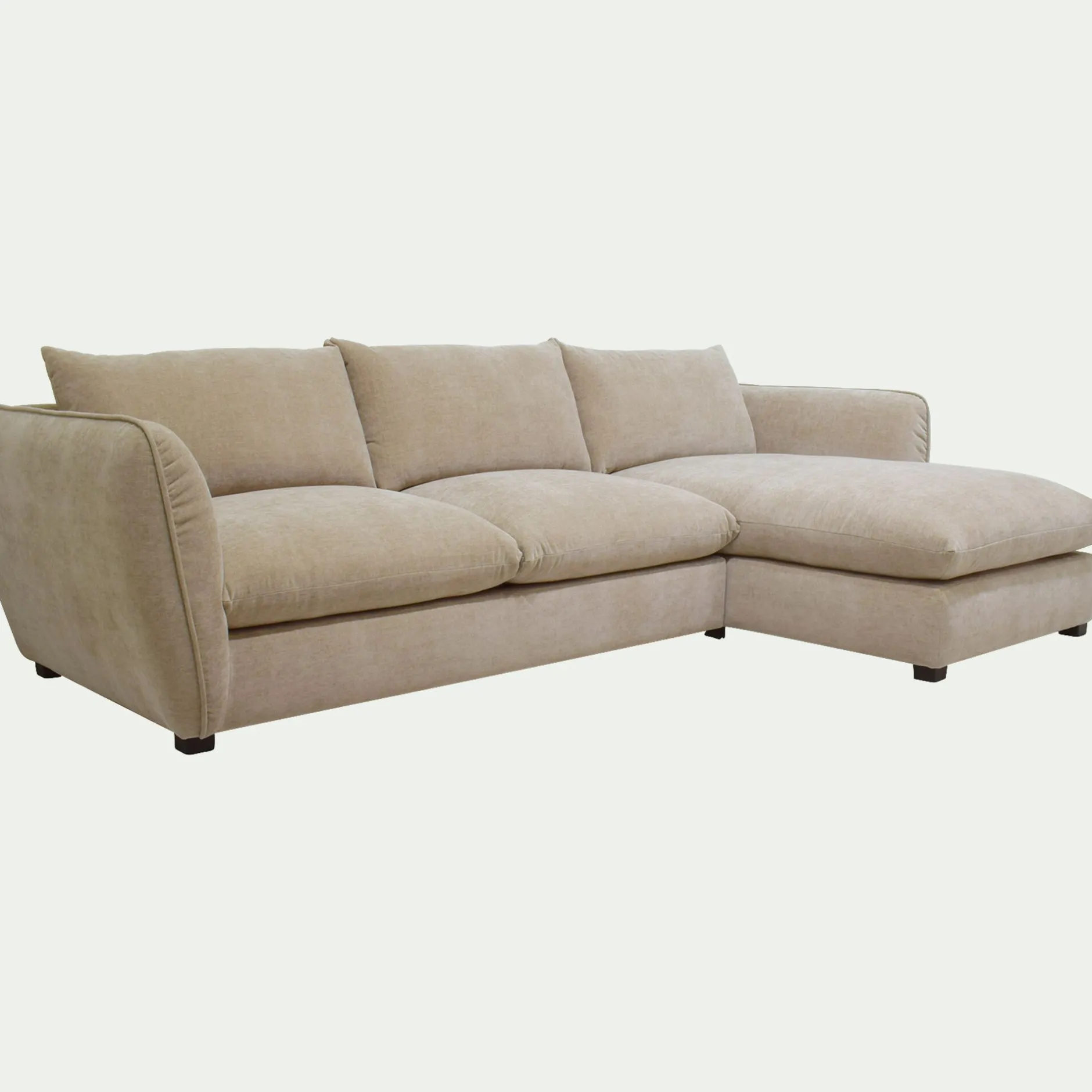 Canapé En Tissu|Canapé 5 Places*alinea Canapé d'angle droit fixe en tissu Nature - Beige