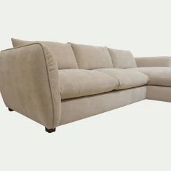 Canapé En Tissu|Canapé 5 Places*alinea Canapé d'angle droit fixe en tissu Nature - Beige