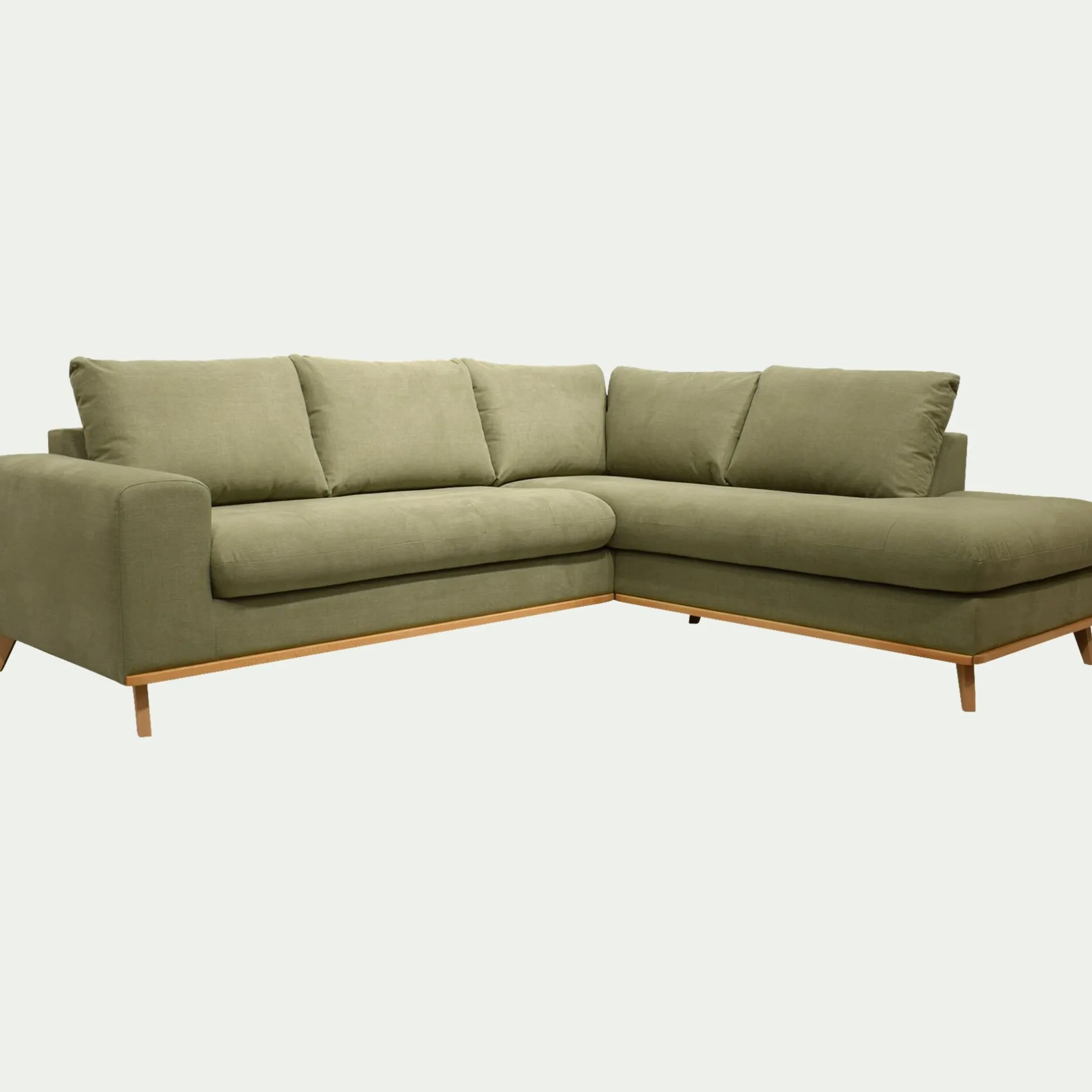 Canapé En Tissu|Canapé 5 Places*alinea Canapé d'angle droit fixe en tissu Cosmo - kaki Vert