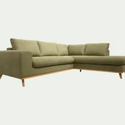 Canapé En Tissu|Canapé 5 Places*alinea Canapé d'angle droit fixe en tissu Cosmo - kaki Vert