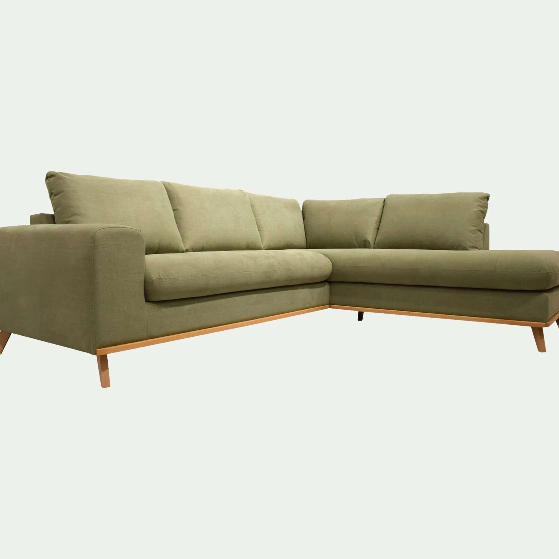 Canapé En Tissu|Canapé 5 Places*alinea Canapé d'angle droit fixe en tissu Cosmo - kaki Vert