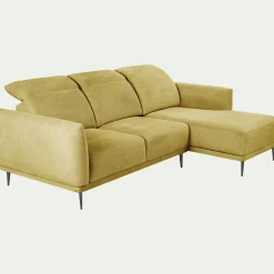 Canapé 3 Places|Canapé Fixe*alinea Canapé d'angle droit fixe en tissu memphis avec fonction avance-recul - argan Jaune