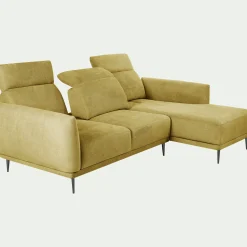 Canapé 3 Places|Canapé Fixe*alinea Canapé d'angle droit fixe en tissu memphis avec fonction avance-recul - argan Jaune