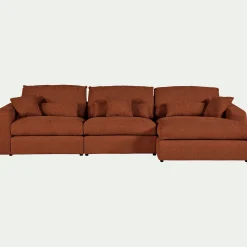Canapé En Tissu|Canapé 5 Places*alinea Canapé d'angle droit fixe en chenille - Brun rustrel